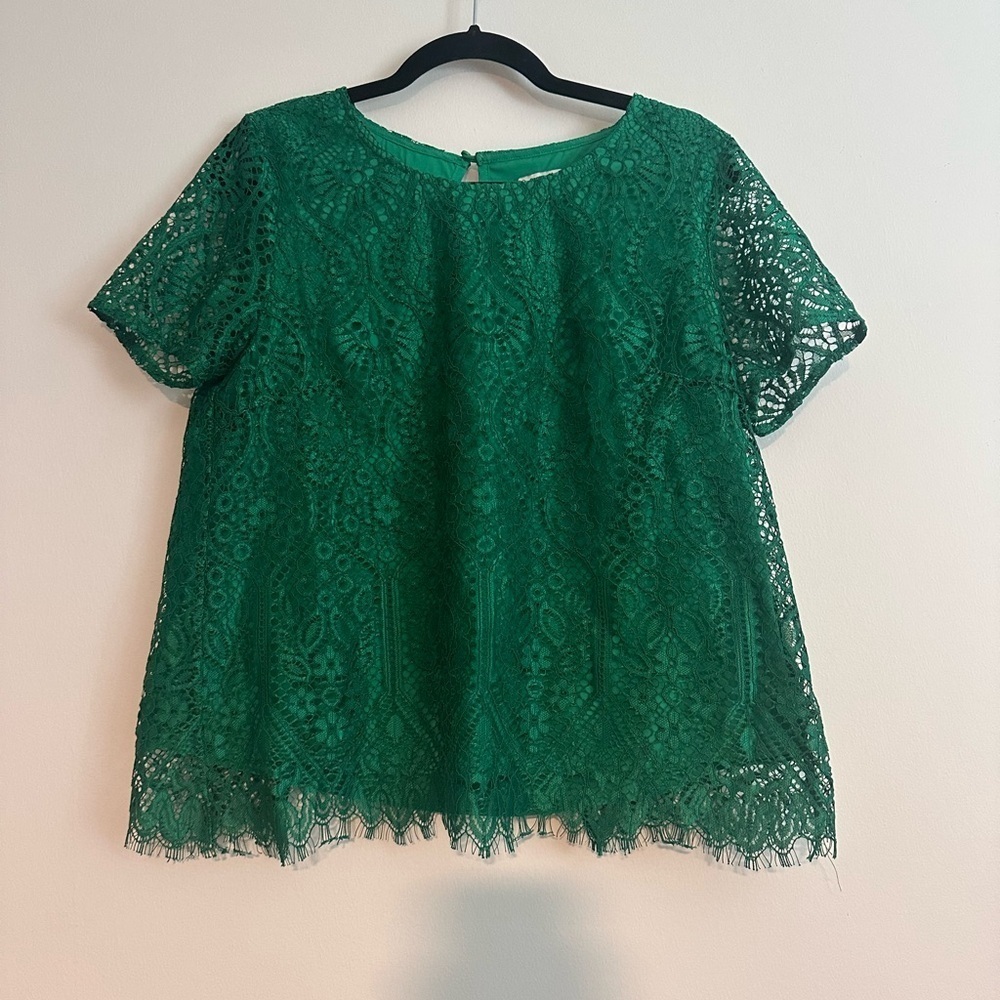 frnch green lace blouse size medium